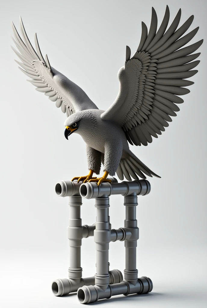 Make a base structure out of PVC pipe for an eagle model with open wings