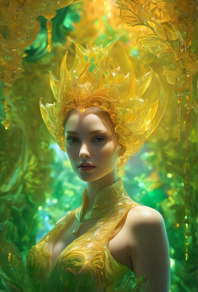 (1 girl:1.3),（lotus），hell_lady， anatomy correct，fantasy，anatomically correct，  BREAK Sun exposure, reverberation, Experimental photography, surreal contrast, Eye-catching visuals, Artistic abstraction, Break the art of cutting, layered silhouette, complex patterns, exquisite craftsmanship, shadow play, Depth and size, creative expression, break art, Frozen sculpture, translucent forms, short-lived beauty, Crystal structure, exquisite craftsmanship, impressive, break green eye,body glow，Glowing lines，fluorescence,glow example，Example tracking，flash，Fluorescent particles，Backlight，Translucent，light particles，Motion blurred，movie lighting effects，fractal background