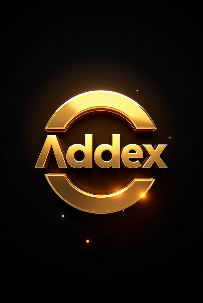 Create logo cyrcle 3d gold dynamic font with shoadow name "Addex editor"