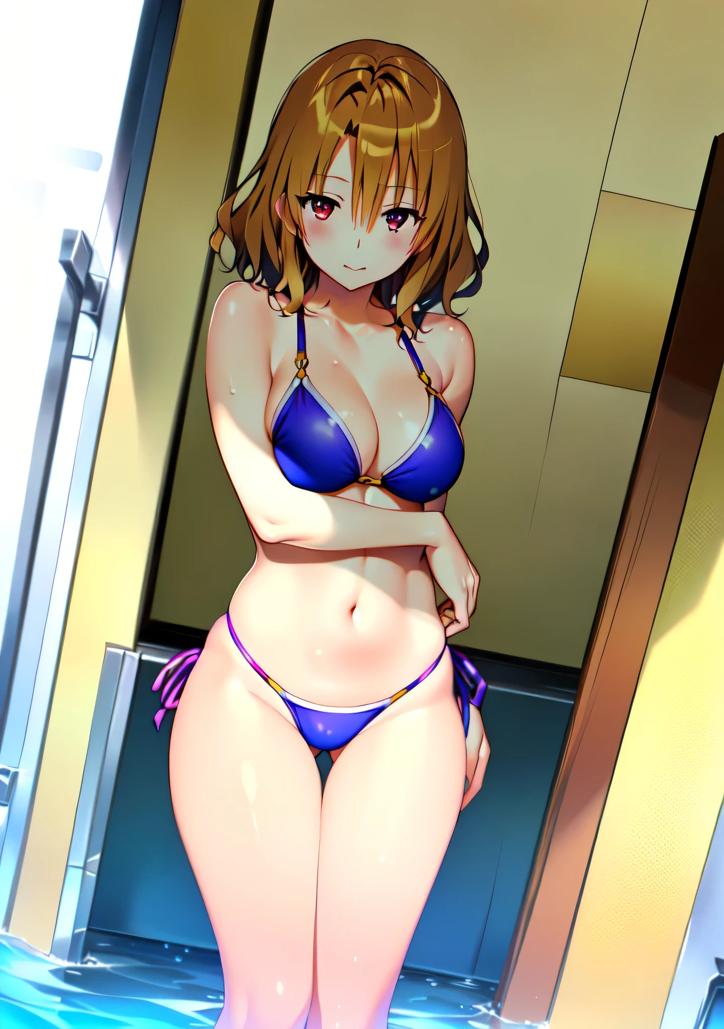 Swimwearを着たAnime Women、Woman with short brown hair、Brown eyed woman、Wavy Hair、Wearing swimwear、Wear swimwear、Wet Swimwear、solo、Seductive Anime Women、clothing:High Cut Swimwear、Cool Anime Women in Black Tank Suits with Yellow Lines、Anime Moe Art Style、Swimwear、Black high leg racing swimsuit with yellow lines、Black high leg racing swimsuit with yellow lines、、A woman with very large breasts、 Hilution Commission、Competitive Swimwear、(Anime Women)、One Piece Swimwear、Tall Woman、cleavage、Sexy vibe is stand、Competitive swimming swimwear、High quality fan art、High leg、Cel-shaded anime、Swimwear model、High legレーシングスイムウェア、oc commission、[ 4K Digital Art ]!!、High quality fan art、Anime Moe Art Style、Realistic Swimwear、Bare shoulders、bare legs、Bare Arms、!!Full Body Portrait!!、digital anime art!!、Naughty anime style、Smooth anime CG art、Wet, shiny skin!!、Headquarters artwork、Hi-Res Fee、Black competitive swimwear with yellow lines、