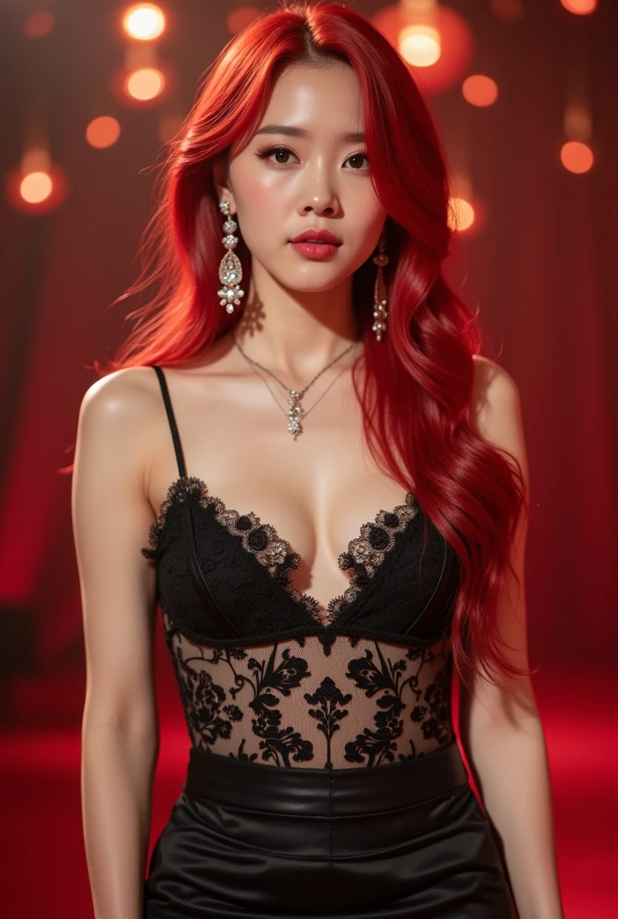 An idol, Red hair, Korean at an awards ceremony