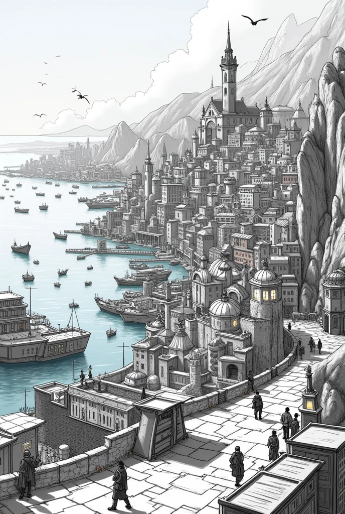 Make a sketch of a city where you have the elements of the cost