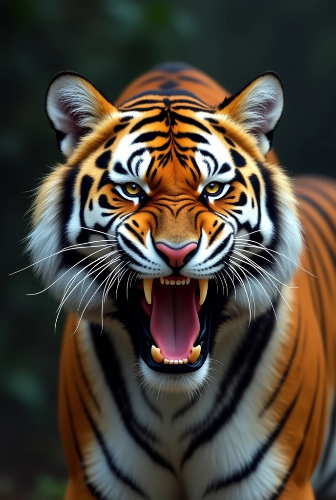 There is a tiger with hungry face