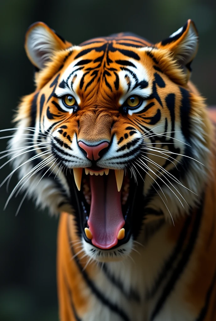 There is a tiger with hungry face
