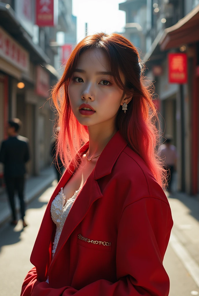 Korean、Beautiful girl with flashy hair、model、Street