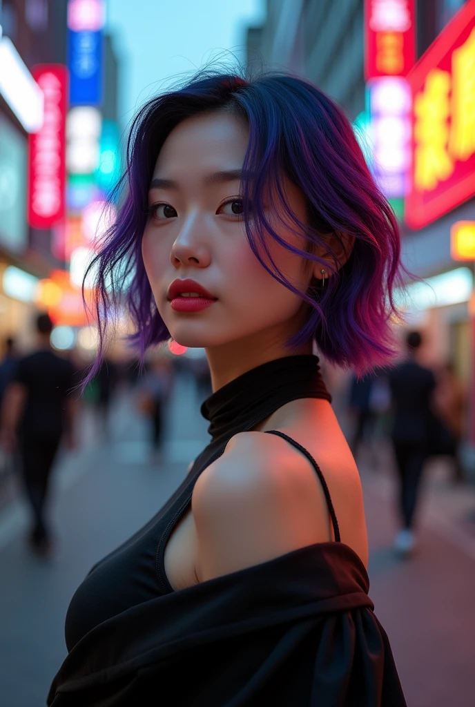 Korean、Beautiful girl with flashy hair、model、Street