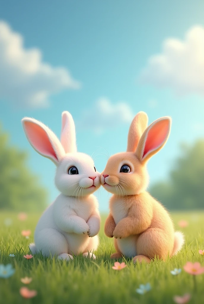 cute bunnies faily on a iland