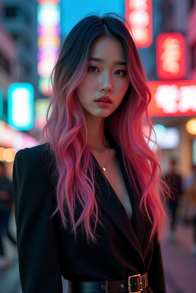 Korean、Beautiful girl with flashy hair、model、Street