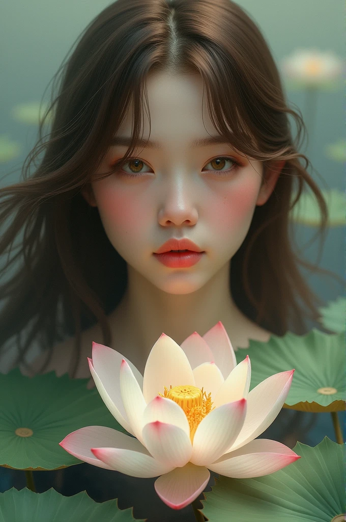Brown Hair Brown eyes Lotus flower