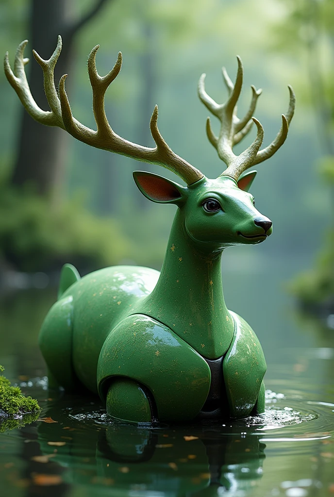 A green water sodan deer car with sound in the back
