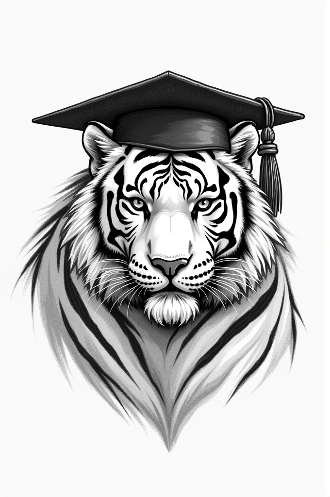 Create a tiger logo that refers to education, with a graduation cap, and the sporty one should be a pencil drawing