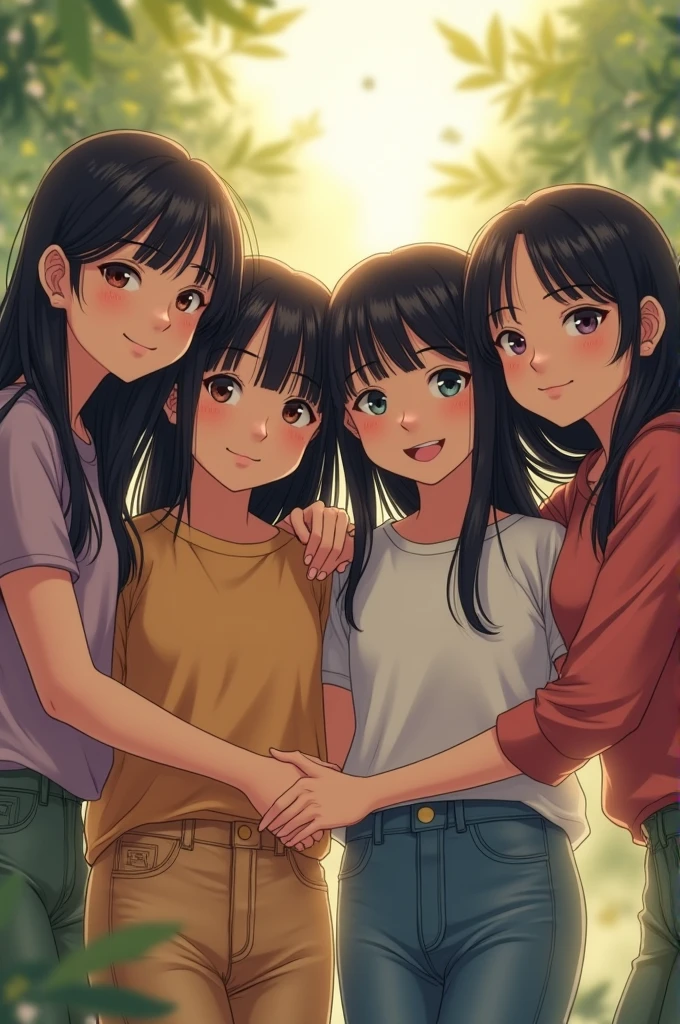 Send me a real picturepicture of girls thats means they are best friend
1st girl:fair skin tone and long black hair
2nd girl:in the middle of fair skin tone and middium skin tone and black short hair
3rd girl:medium skin tone and black shoulder length hair
4th girl:medium skin tone and black long hair