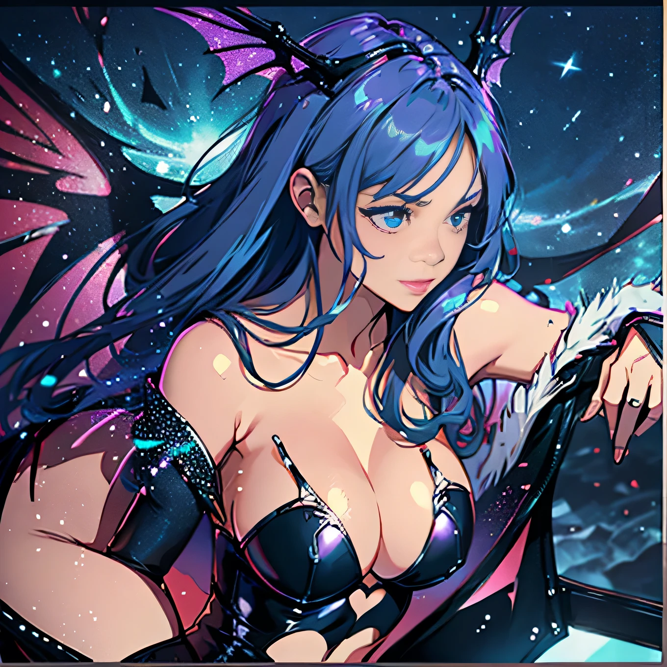 Highest quality、masterpiece、超High resolution、(Photorealistic:1.4)、Girl 1 person、Long, bright green hair、Straight hair, Shiny and beautiful hair、White and glowing skin、sexlyなサイバーパンクガール、((Ultra-Realistic Details))、Shadow、Octane Rendering、Super sharp、Ultra detailed face、Fiberglass、Luminous tube、Very intricate details、Realistic Light、CGSoation trend、(Green Eyes)、(To the camera)、Neon Details、Mechanical Limbs、Mechanical vertebrae attached to the back、Cervical vertebrae mechanically attached to the neck、Wires and cables connected to the head、((valkyrie))、((Beam Cannon))、Combat Stance、((Seductive pose:0.8))、(Light_smile:1.0)、whole body(masterpiece, Highest quality, Very detailed, absurdes)1.5, 1 Girl, (sexly, Beautiful woman, Perfect Face, Perfect Eyes, Perfect female body, Huge breasts)1.5, (morrigan_Installment payments_I love my wife, Long Hair, green_hair, Front hair, devil_girl, head_wing, wing, animal_printing, pantyhose, one_printing, one_wing, printing_legwear, bride_my, Tight suit, just_b Shoulder, Cleavage, black_wing, orange_my, string_Tight suit, black_footwear, Bat printing, clothing_cut out, purple_wing, heart_cut out, low_wing, black_Tight suit, one, High Leg_Tight suit, purple_legwear, devil_wing, thicker_trim, my, koakuma, cut out_in addition_belly button), (Are standing, Outdoor, Gothic cathedral in the background, Night Sky), Perfect lighting, Smooth, High resolution, Huge boobs, Cleavage, Chest bulging like crazy, Fitness Model, Laughter, Sweat, Red cheeks