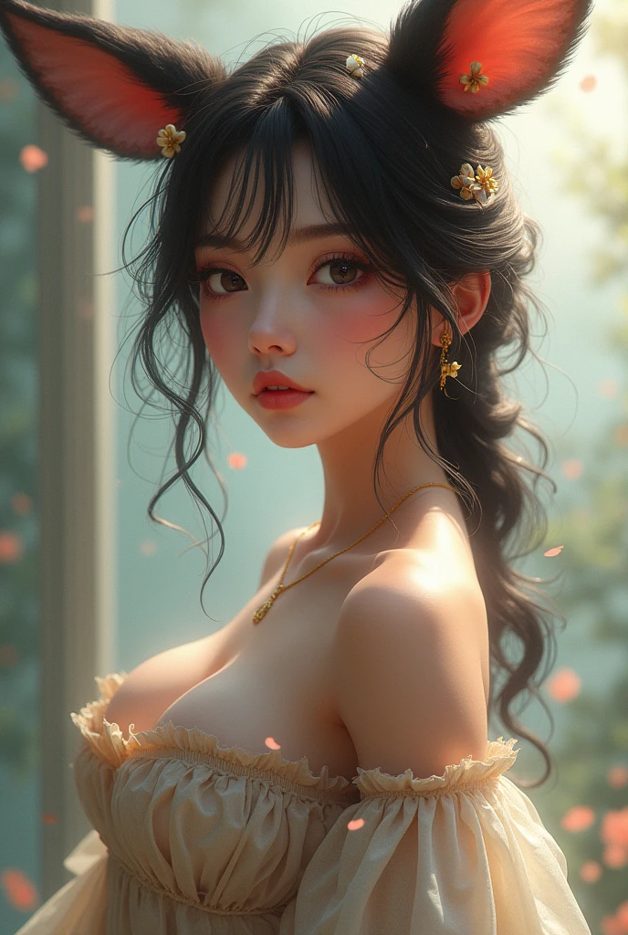 Beautiful girl with big breasts, good stocks, animal ears