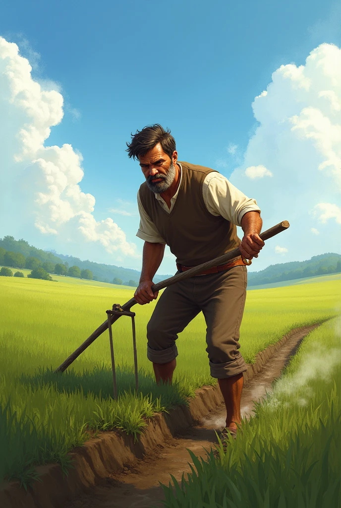 A man worki
ng on field