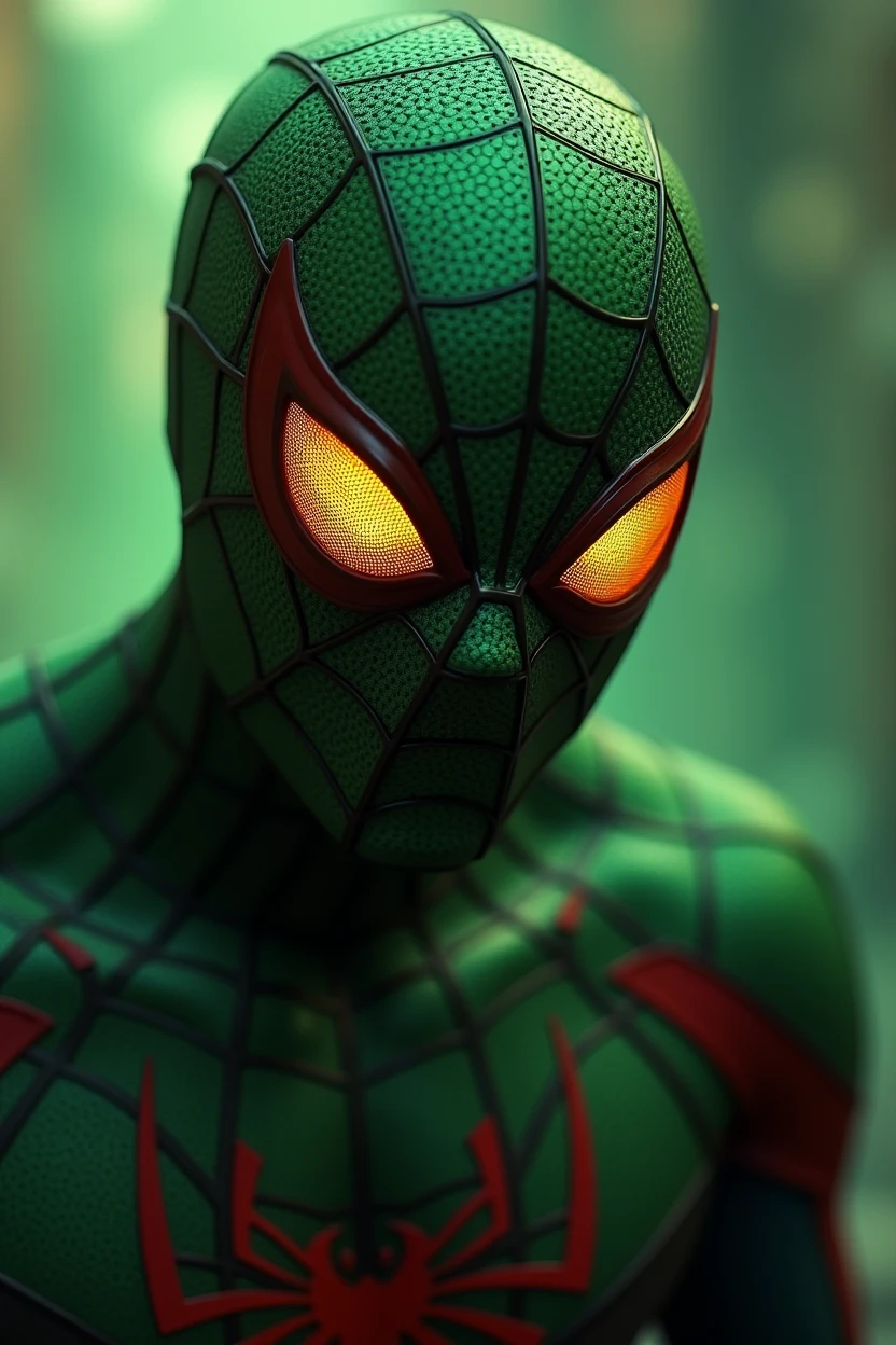 Spiderman　green　Orange eyes　evil