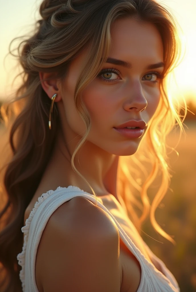 A luscious milkmaid, beautiful detailed eyes, beautiful detailed lips, extremely detailed eyes and face, long eyelashes, magnificent muscular male body, farm, countryside, pastoral, sun-drenched, golden light, photorealistic, 8k, high quality, masterpiece, concept art, cinematic lighting, dynamic composition, vivid colors, romance