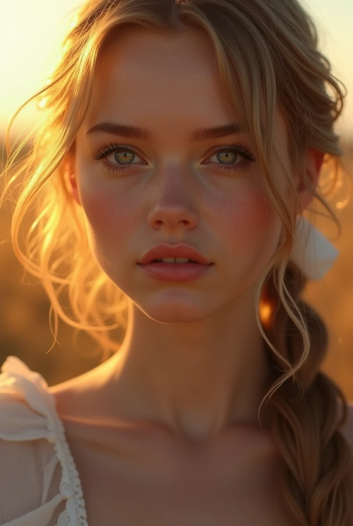 A luscious milkmaid, beautiful detailed eyes, beautiful detailed lips, extremely detailed eyes and face, long eyelashes, magnificent muscular male body, farm, countryside, pastoral, sun-drenched, golden light, photorealistic, 8k, high quality, masterpiece, concept art, cinematic lighting, dynamic composition, vivid colors, romance