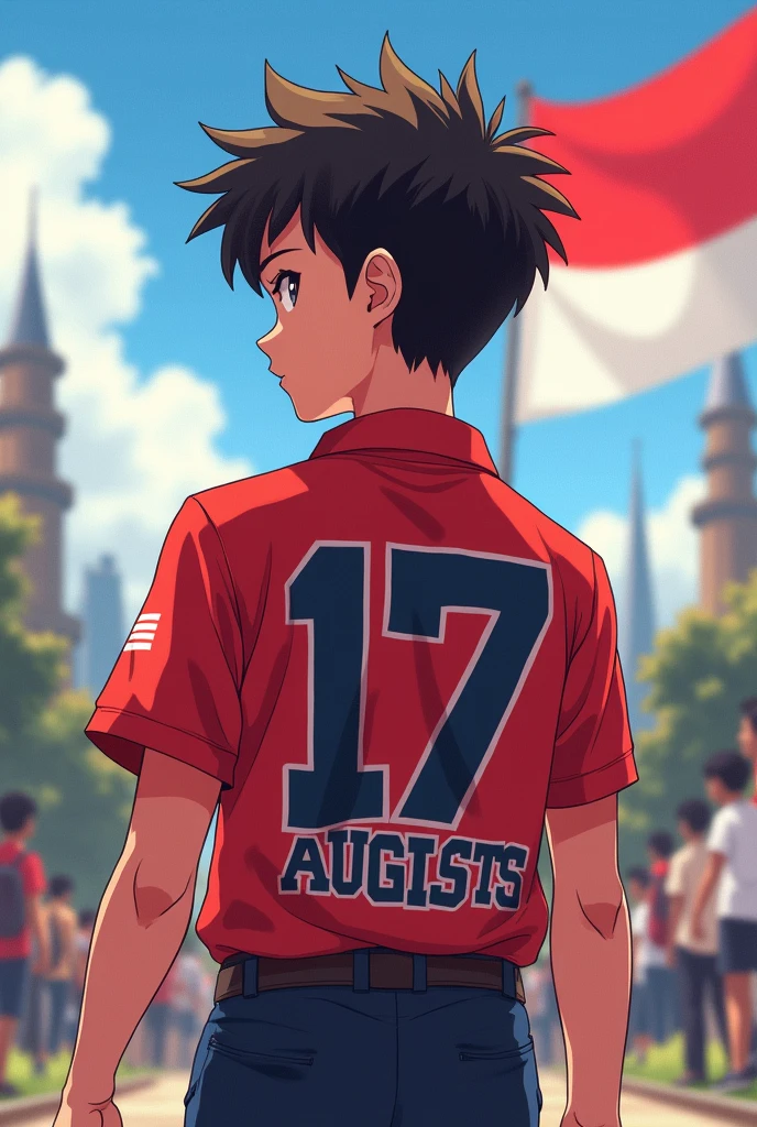 Gambar anime 17 agustus nama darom di belakang punggung