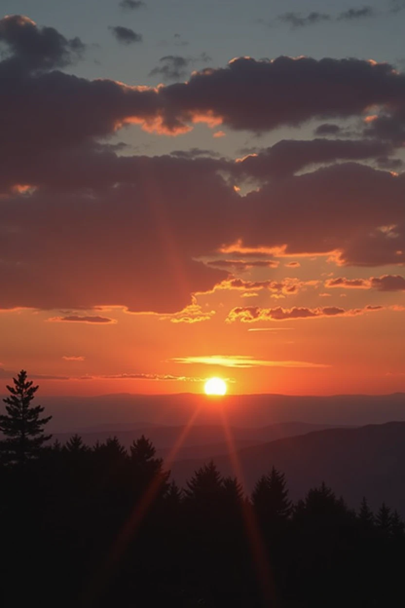 Beautiful sunset in the atmosphere