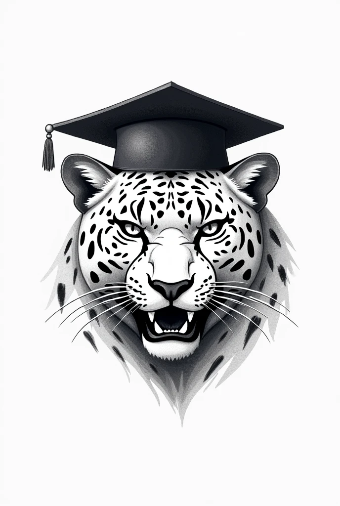 Create a jaguar logo that refers to education, with a graduation cap, and the sporty one should be a pencil drawing and make it more athletic, showing only the head