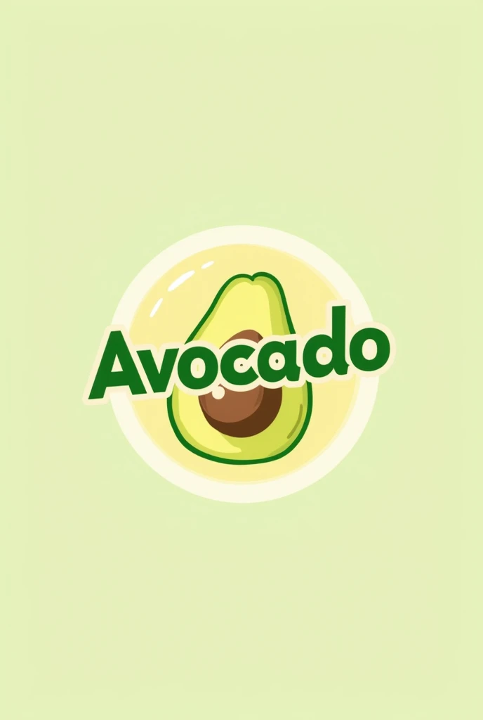 round logo that says it in big letters "Avocado" in pastel tones