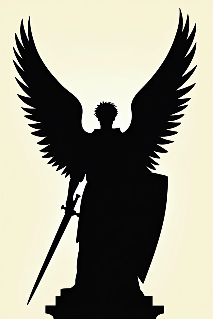 Vector silhouette of Saint Michael the Archangel with his sword and shield