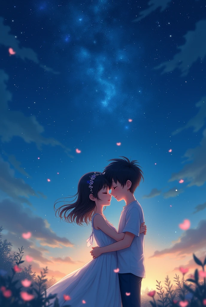 The boy and the girl are hugging each other under the stars at night. I want like Korean anime type image
Please make for me More more more attractive images generate