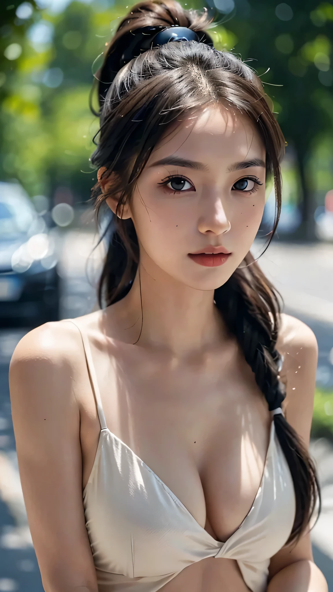 Bust Shot,bikini,Body in front,masutepiece, The highest image quality, High quality, the background is clear,Beautiful woman, Japanese, Detailed, Ultra-detailed, finely detail, hight resolution, 8K Wallpaper, Perfect dynamic composition, Beautiful detailed eyes ,Detailed eyes, Detailed skin, Beautiful skin, 超hight resolution, (reality: 1.4),Very beautiful woman, Slightly younger face, Beautiful skin, slender, (Ultra photo realsisim), (hight resolution), (8K), (Very detailed) (beautifully detailed eyes), (super detailed),   (Detailed face), view the viewer, Fine details, Detailed face, Staring straight ahead, Staring straight ahead, photos realistic, Bright lighting, Professional Lighting, Black hair,poneyTail,a baby face,sixteen years old,Hairstyle: ponytail,Long ponytail hairstyle,slight smile,
