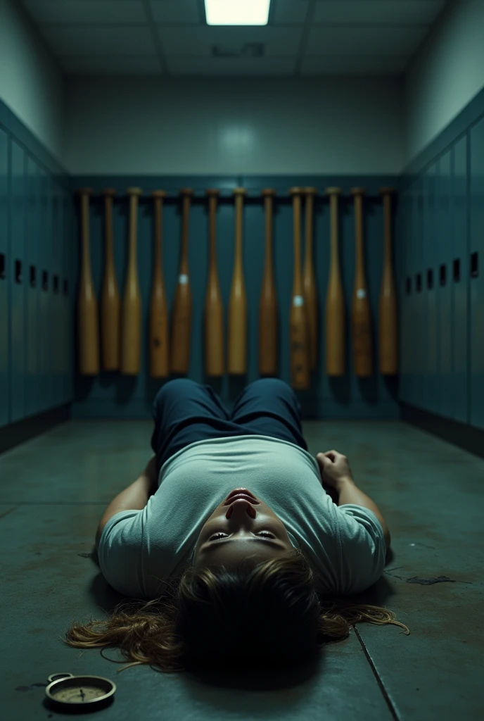 r dies in high school locker room with 11 bats in background and compass at side