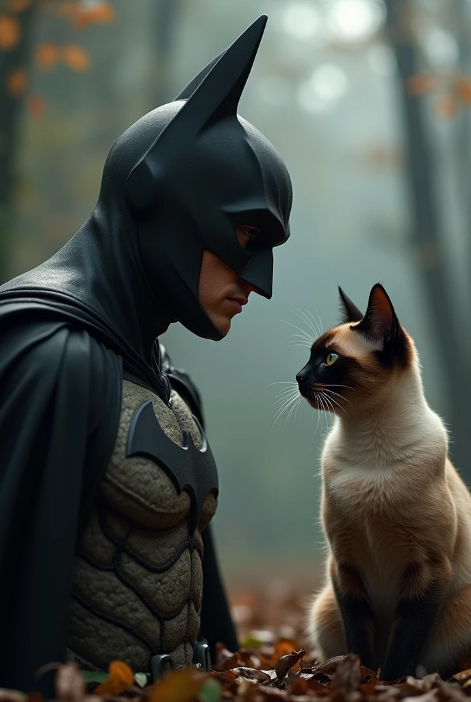 Batman meets Siamese cat、