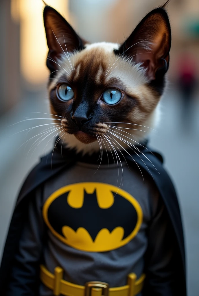 Cosplay、Siamese cat dressed as Batman
