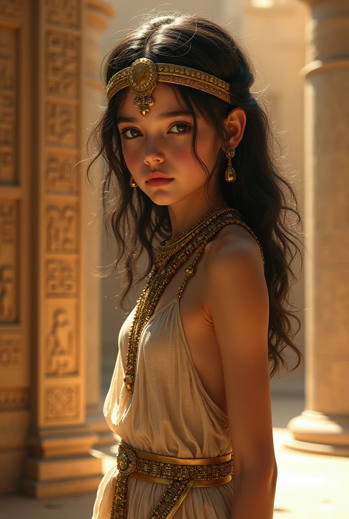 1girl, Ancient Egypt , ++young girl, ancient egypt clothes, +cute, detailed, seminude, +++higashiyama shou art, hdr, masterpiece