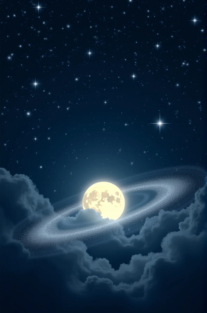 Moon sorrounded by stars 