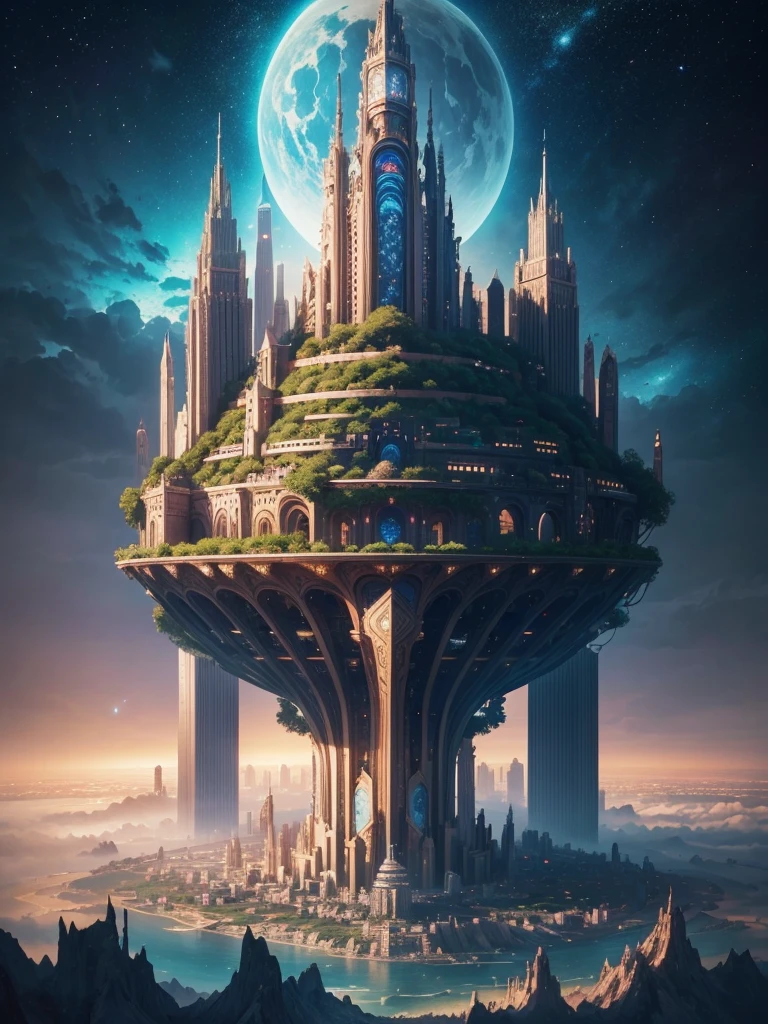 Best Quality,8k,Huge sky city,The Great Labyrinth in the Sky,mysterious,Multidimensional,A world beyond imagination,Different dimension,romantic,High Dimension,Fantasy,Skyscrapers,Different space,Nature,romantic,A world beyond imagination,Dream world,Huge river,masterpiece,最高masterpiece,perfection,