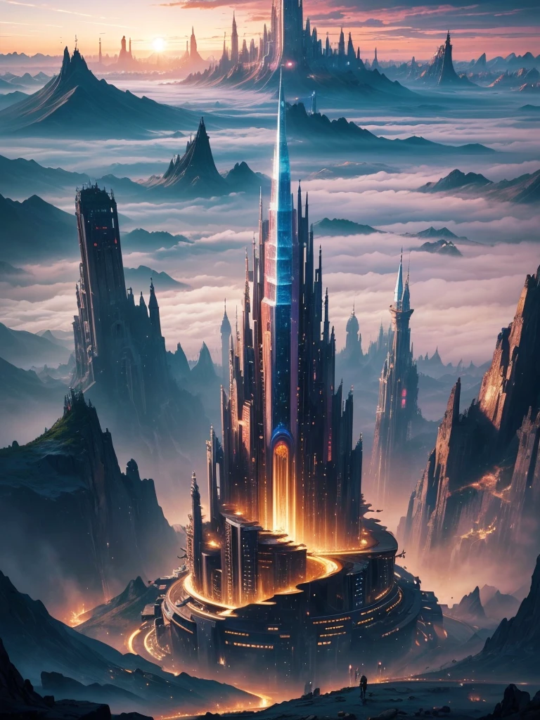 Best Quality,8k,Huge sky city,The Great Labyrinth in the Sky,mysterious,Multidimensional,A world beyond imagination,Different dimension,romantic,High Dimension,Fantasy,Skyscrapers,Different space,Nature,romantic,A world beyond imagination,Dream world,Huge river,masterpiece,最高masterpiece,perfection,
