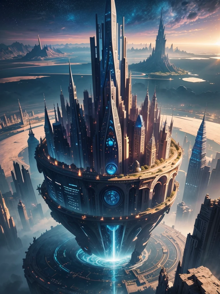 Best Quality，8k，Huge sky city，The Great Labyrinth in the Sky，mysterious，Multidimensional，A world beyond imagination，Different dimension，romantic，High Dimension，Fantasy，Skyscrapers，Different space，Nature，romantic，A world beyond imagination，Dream world，Huge river，masterpiece，最高masterpiece，perfection，