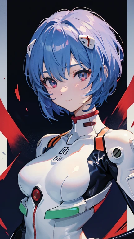 masterpiece、Highest quality, High resolution, High resolution, 8k、One Girl, ayanamirei, Bobcut,Beautiful and detailed、 Plug Suit、Interface Headset, Crimson Moon、Light blue hair color, 超A High resolution 、(Latex suit)、Degrees of Freedom:1.9、Super big breasts:1.8、Narrow waist:1.3、Beautiful Eyes、Detailed face、Upper Body、close、smile、