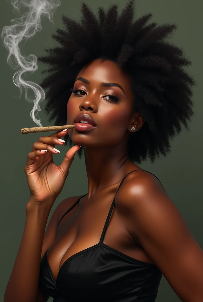 Black bbw woman smoking weed cannabis marijuana marijuana plant