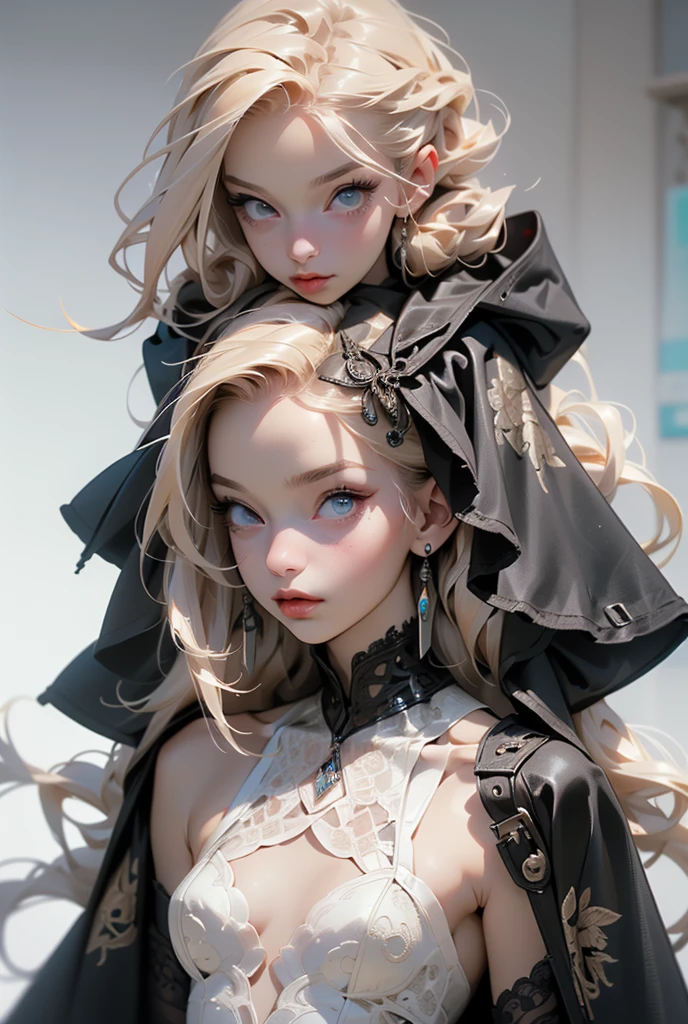 (((masterpiece, of the highest quality, super detailed))), (a witch belonging to an occult order of knights), (a knight crossed with a witch), Victorian era inspired, ((minimal but intricate beautiful armour)), Fluttering lace flared dress with frilly petticoats, ((nier automata meets bloodbourne)), ((((Highly detailed face))), (((Very sharp focused eyes))), very long eyelashes, small breasts, (((flat chest:1.1))), occult aesthetic, (red and white clothing detailed and intricate steampunk and detailed gothic), (with a hood), complex lace boots,