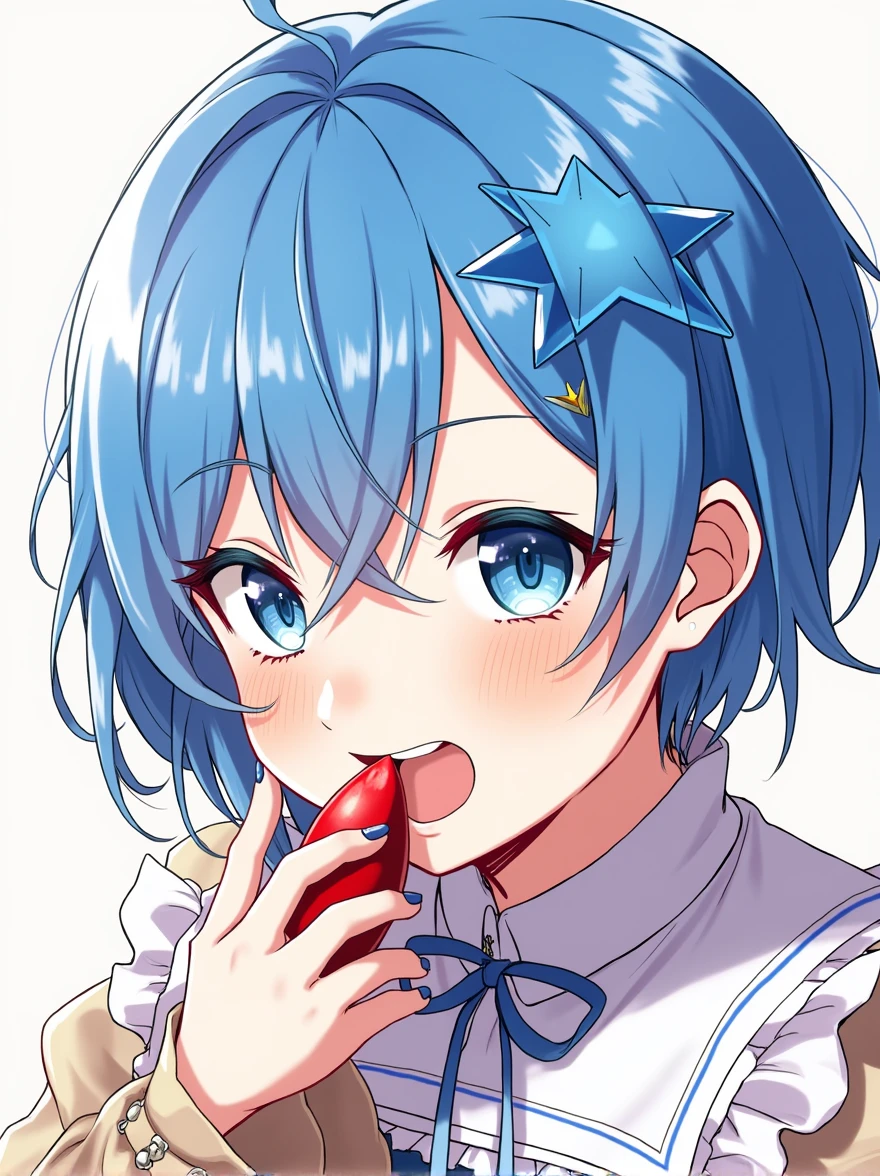 anime girl with blue hair and blue eyes, sucking a dick, penis anime drawing.  an anime drawing by Kentaro Miura, pixiv, process art, rem rezero, top rated on pixiv, moe anime art style, clean and detailed anime art, change, seductive anime girl, anime! 4K, anime! 4k, popular on pixiv, short blue haired woman
