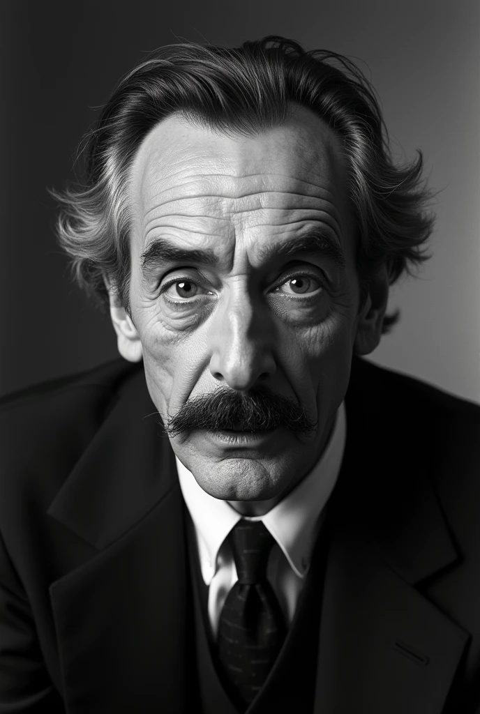 Arsene lupin at 50 years old with mustache real life in black and white