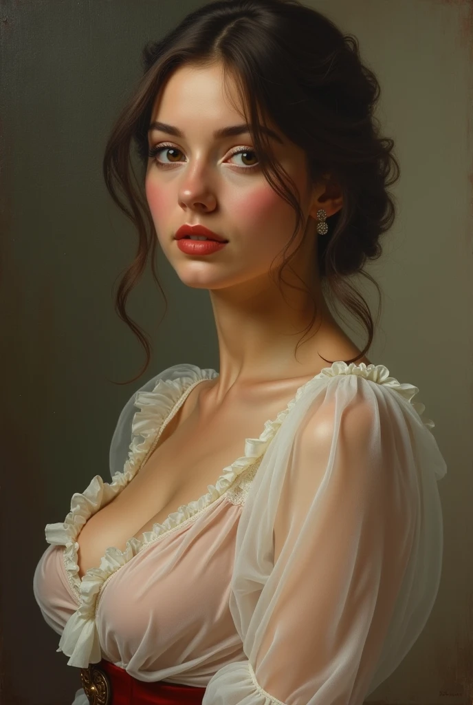 Masterpiece, Best quality, Ethereal beauty, portrait, girl, 35 years old Woman, middle ages, classicism, andrey atroshenko style, painting, traditional media, realistic, figurative, fine art, oil on canvas, HDR, 8K, original character, high resolution, high detail, focus on the face