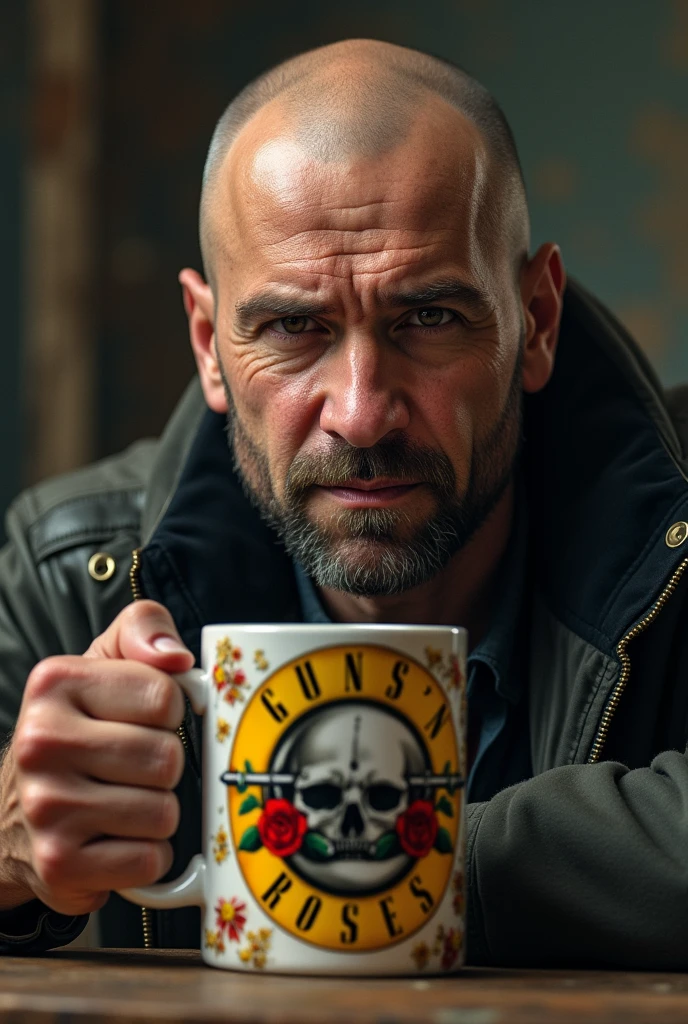 For a dad who likes guns n roses, but bald and for a mug the photo