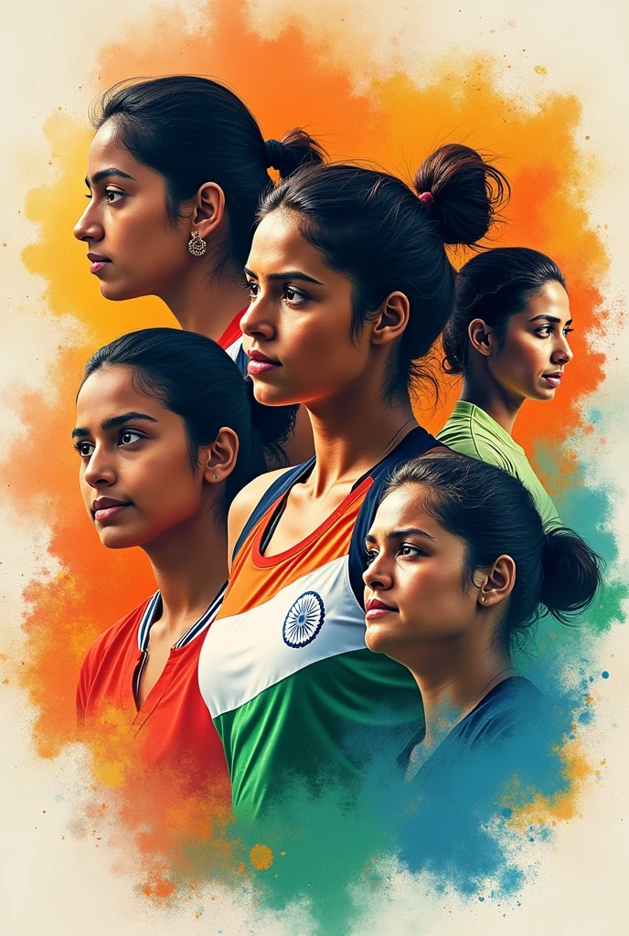 Make a a4 size collage of Karnam Malleswari, Mary Kom, Saina Nehwal, P. V. Sindhu (twice), Sakshi Malik to print