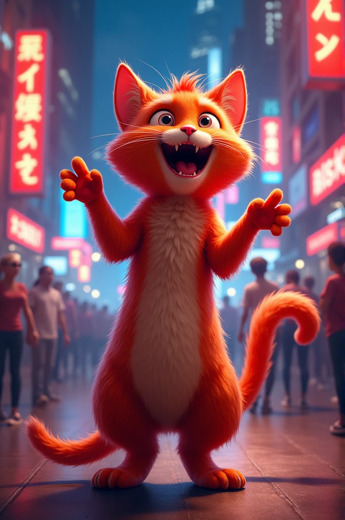 Red singing cat