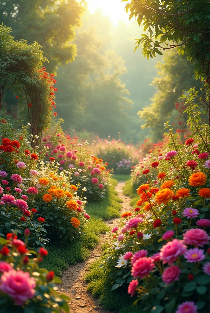 A garden There are many flower plants