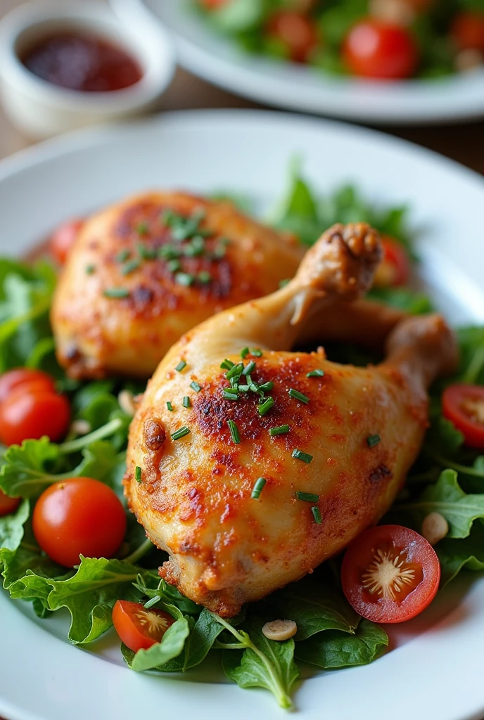 Need a photo of cooked chiken and salad
