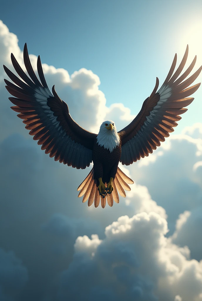 Imposing eagle soaring at high altitude with outstretched wings realistic