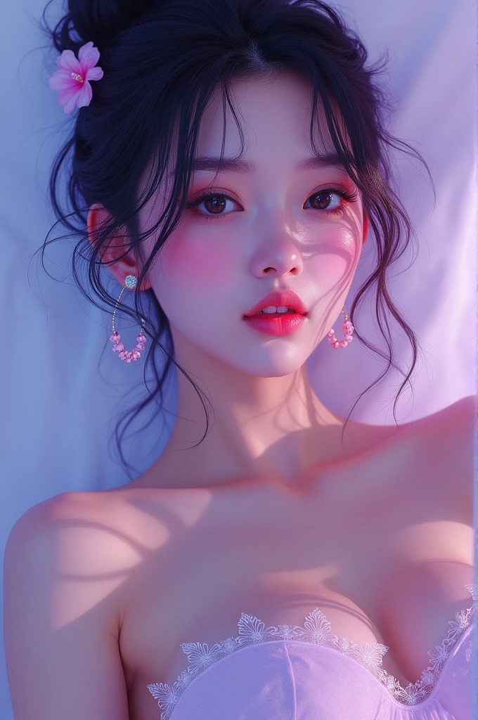 Beautiful Asian Girls, Chopping, gorgeous young korean woman, Purple body, Large chest